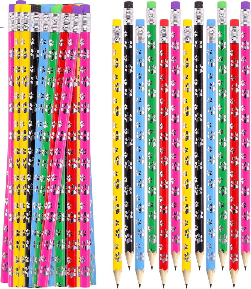 Srenta 48 pcs Paw Print Pencils for Kids, Colorful Assortment Pencils with Eraser, Perfect for Classroom Birthday Parties Gifts & Rewards - Image 2